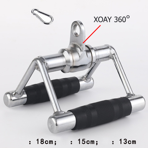 Tay cầm Chữ V xoay 360 kéo cáp tập lưng xô bọc cao su tại phòng gym